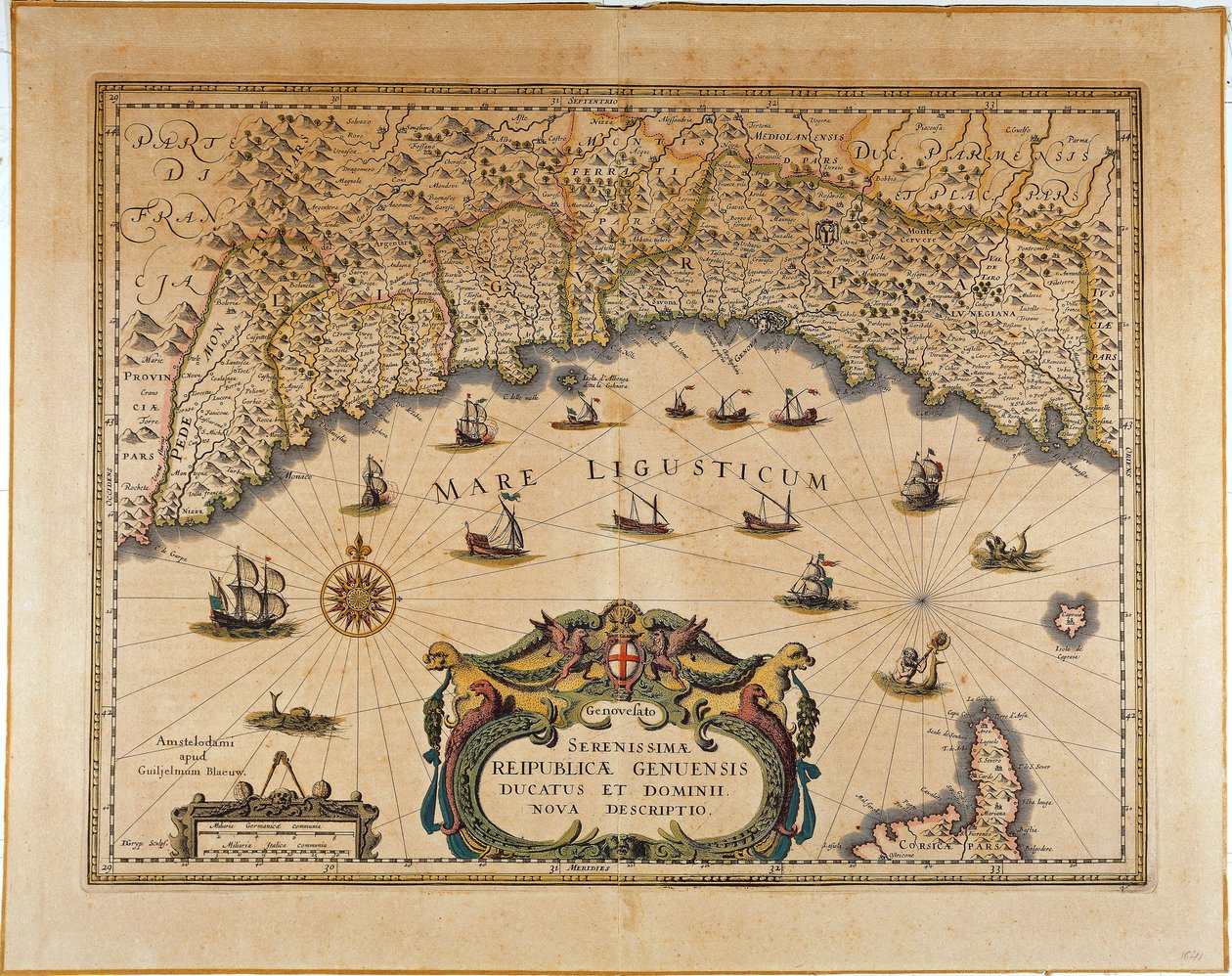 ジェノバ共和国、ヤン・バプティスト・ヴィエンツによる地図、銅版画 作： ジョン・バプティスタ・ヴリンツ