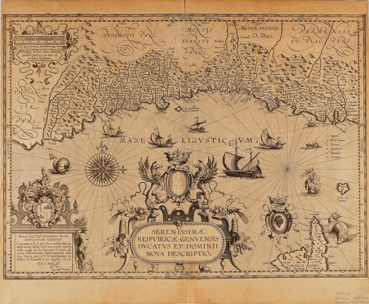 ジェノバ共和国、アブラハム・オルテリウスの『Theatrum Orbis Terrarum』からヤン・バプティスト・ヴィエンツが作成した地図 作： ジョン・バプティスタ・ヴリンツ