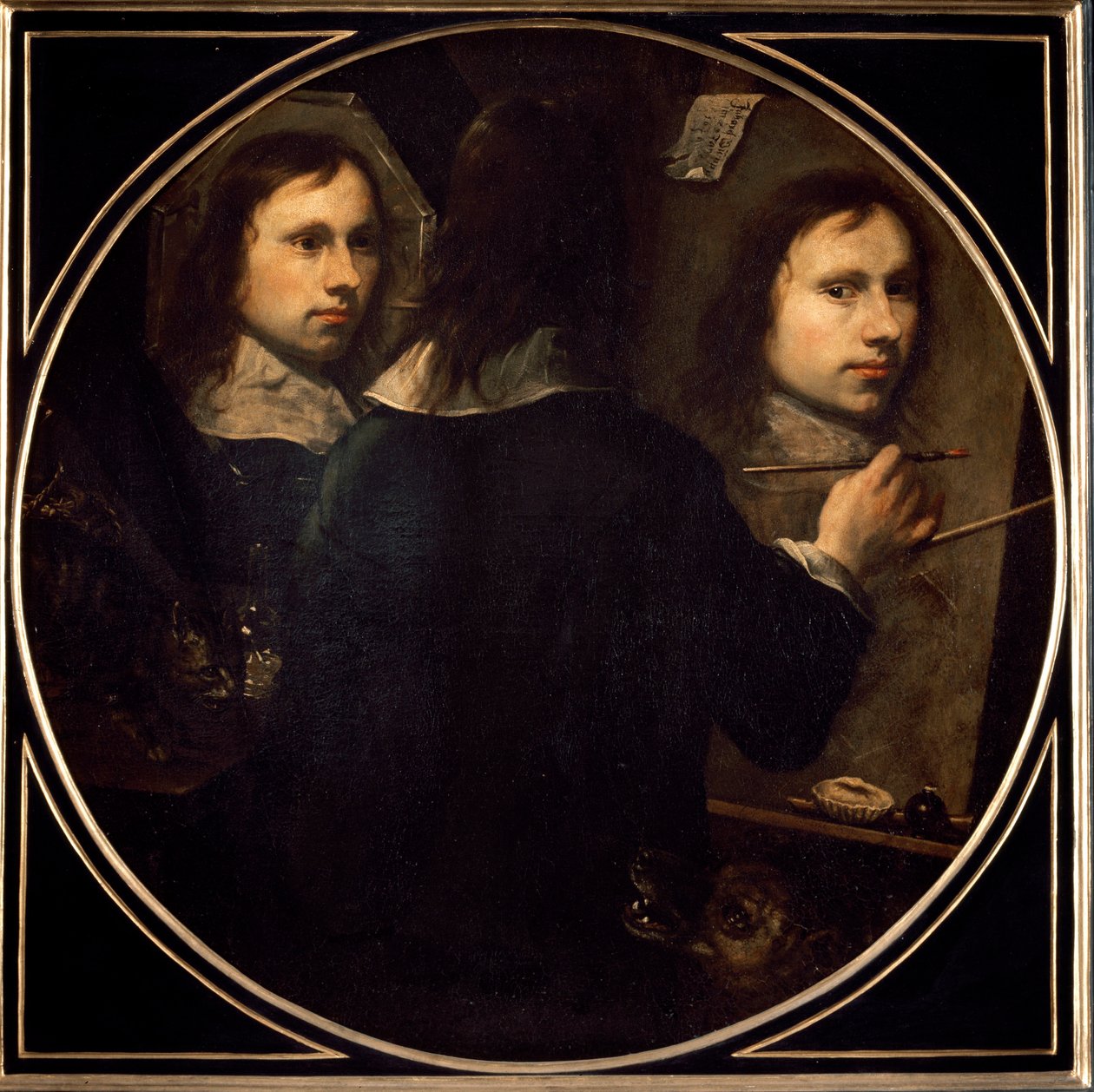 ヨハネス・グンプ(1626-?)の自画像 1646年 日88,5x89 cm フィレンツェ、ウフィッツィ・ギャラリー（オフィス 作： ヨハネス・ガンプ
