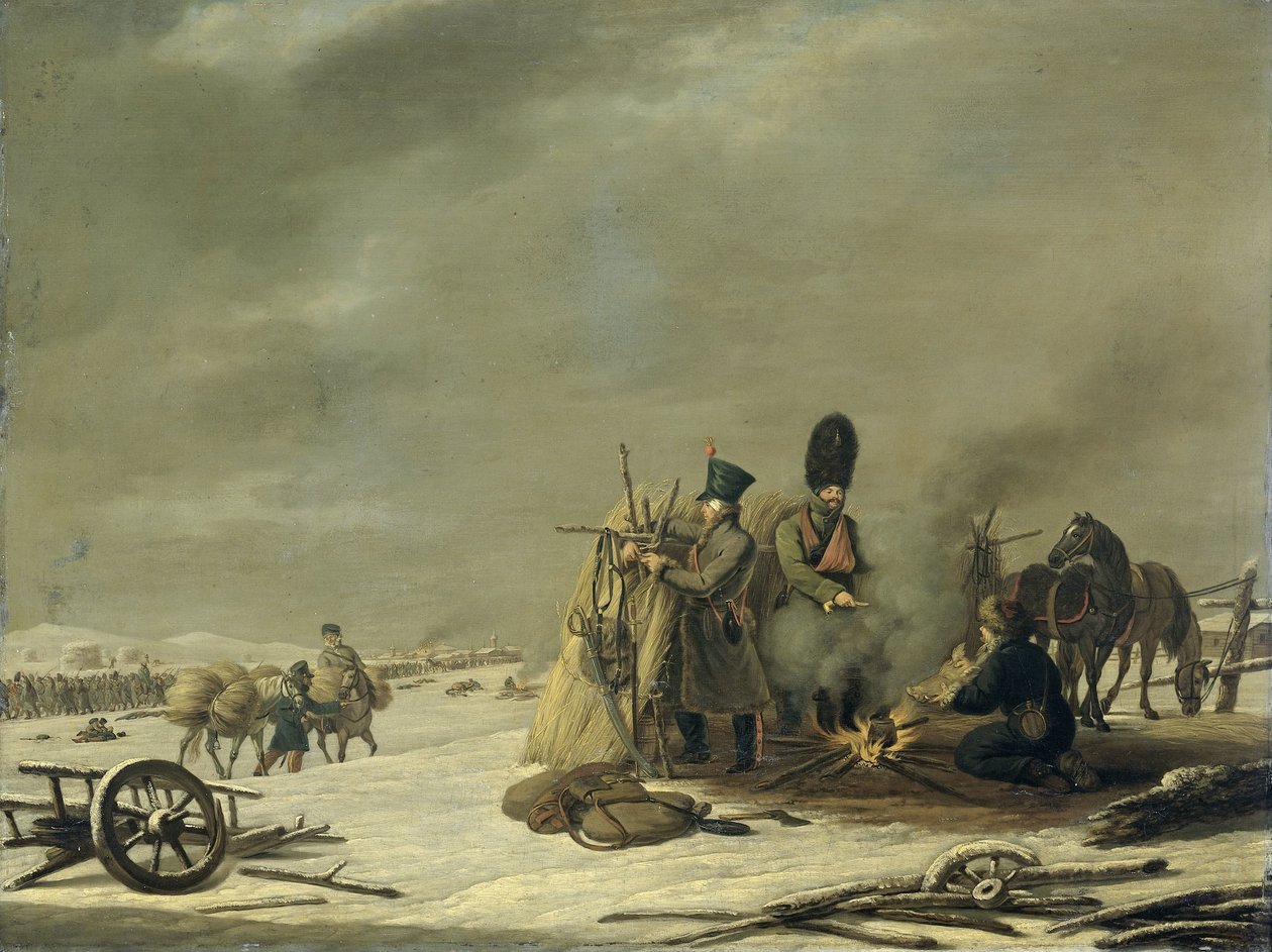 モロデクノの野営地、1812 年 12 月 3 ～ 4 日: ナポレオンのロシアからの撤退のエピソード 作： ヨハンズ・ハリ（I）