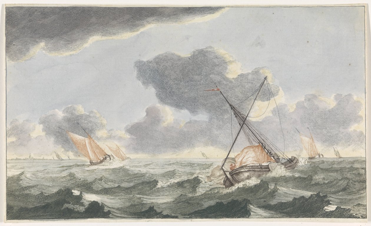 帆のアイロン Ships at Sea (シリーズA) (シリーズタイトル) 作： Johannes Jacobsz van den Aveele（に帰属）