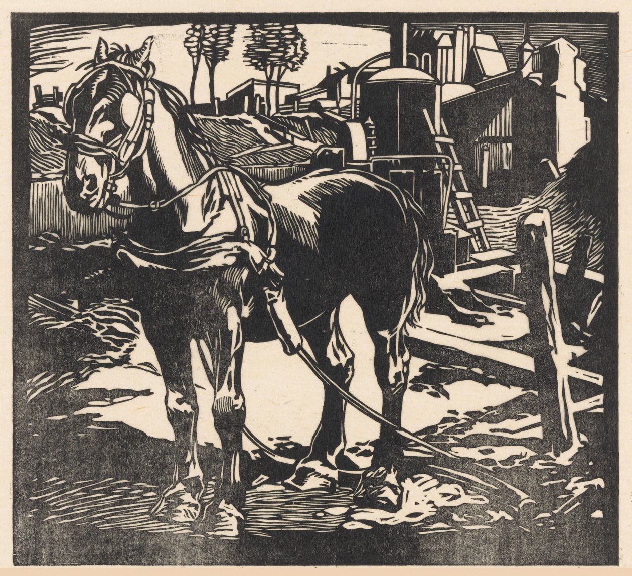 荷馬車の馬 作： Johannes Josephus Aarts（アーティストによる署名）
