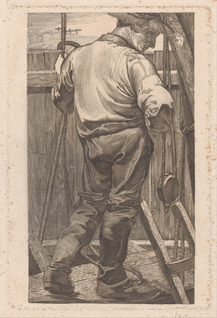 木製フェンスの労働者 作： Johannes Josephus Aarts（アーティストによる署名）