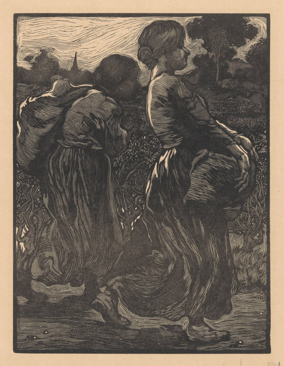 2 人の農場労働者 作： Johannes Josephus Aarts（アーティストによる署名）