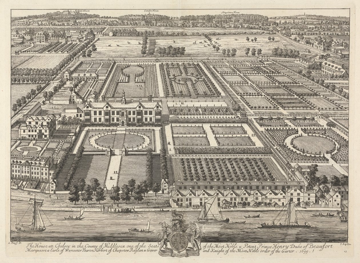 Vista de Beaufort House e Chelsea 1699 作： ヨハネス・キップ