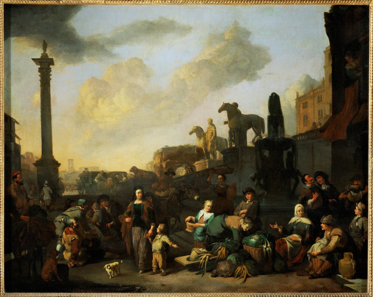 Le marche aux herbes a Rome - ローマのハーブ市場 ... 作： ヨハネス・リンゲルバッハ