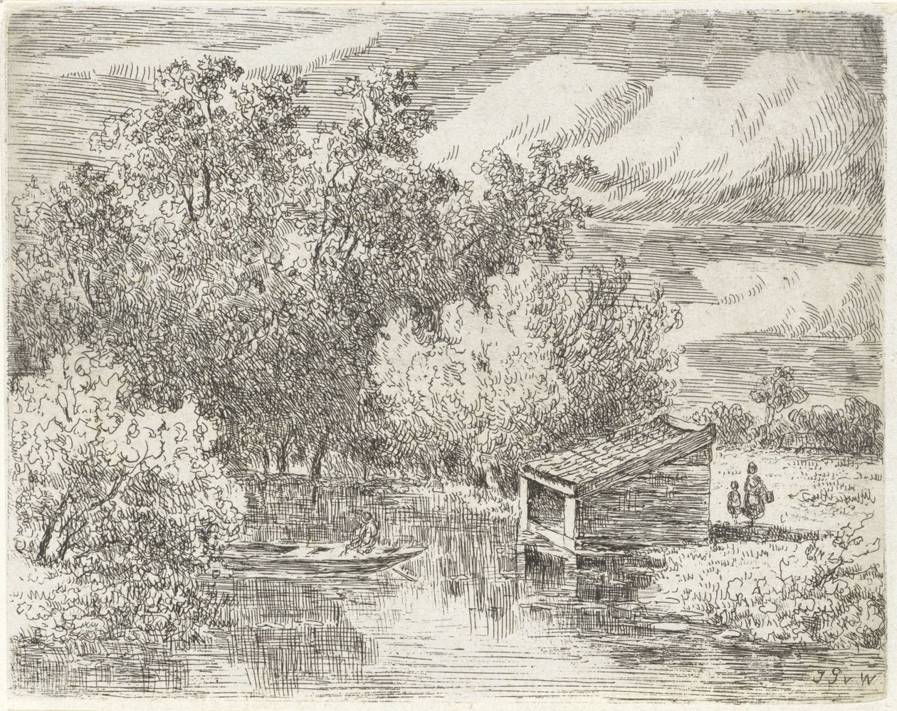 川沿いのボートハウス 作： Johannes Pieter van Wisselingh