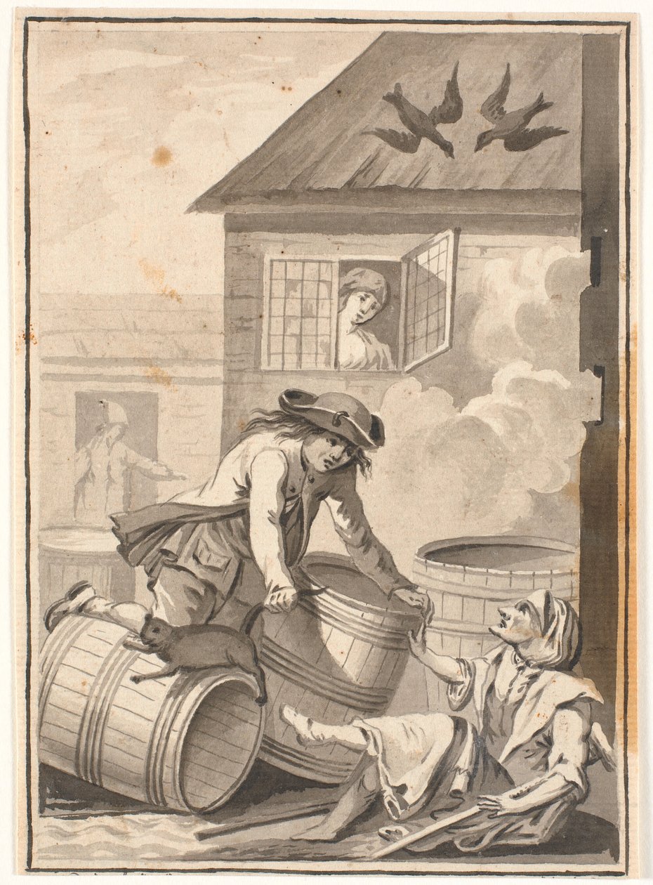イェンス・ブロックとグニルド。 Ludvig Holberg のイラスト: Peder Paars 1772. (2 冊目、3 曲目) 作： Johannes Wiedewelt