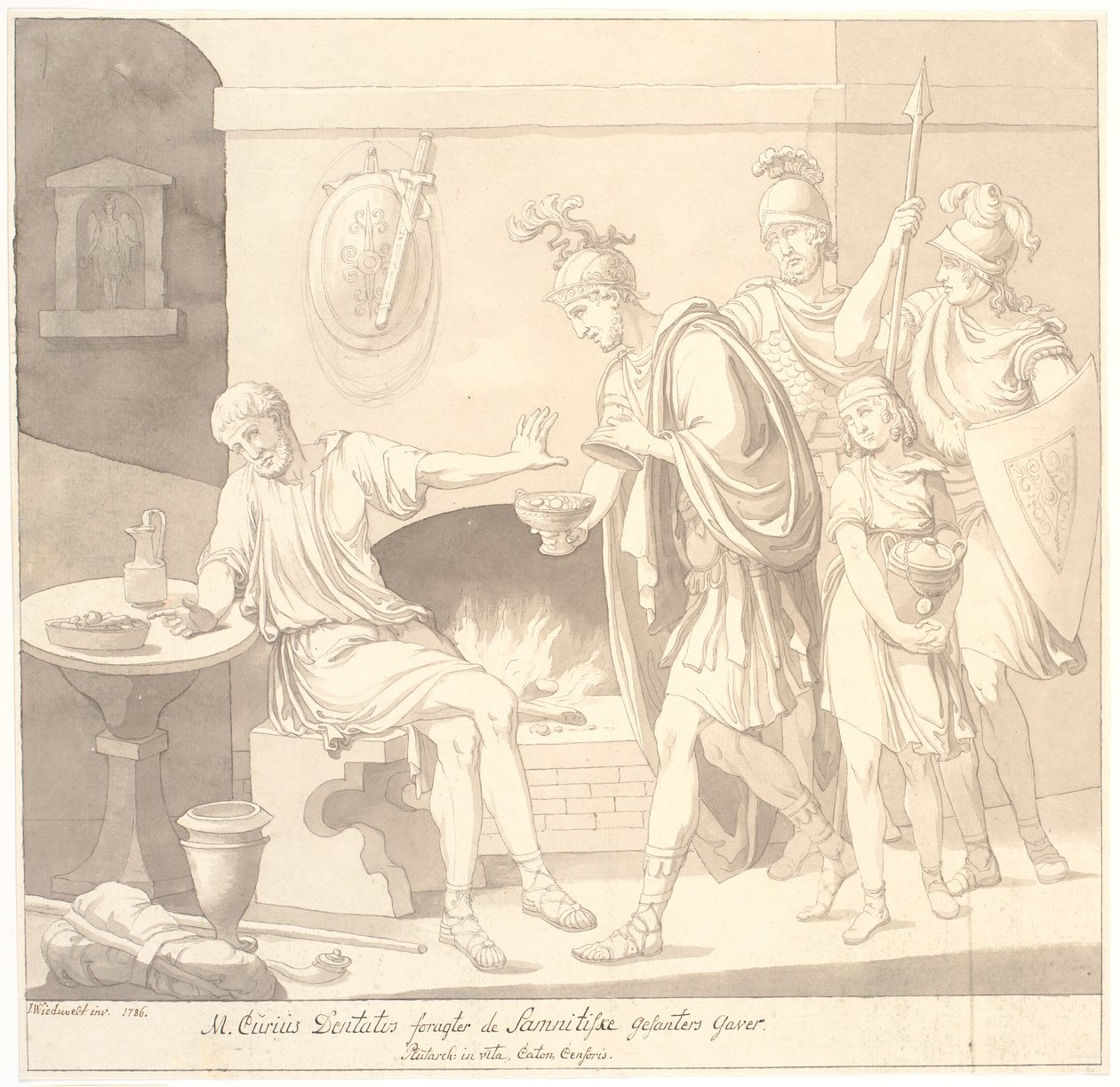「M. Curius Dantatus foragter de Samnitiske Gesanters Gaver./ Plutach: in vita. Cato the Censor.」 作： Johannes Wiedewelt