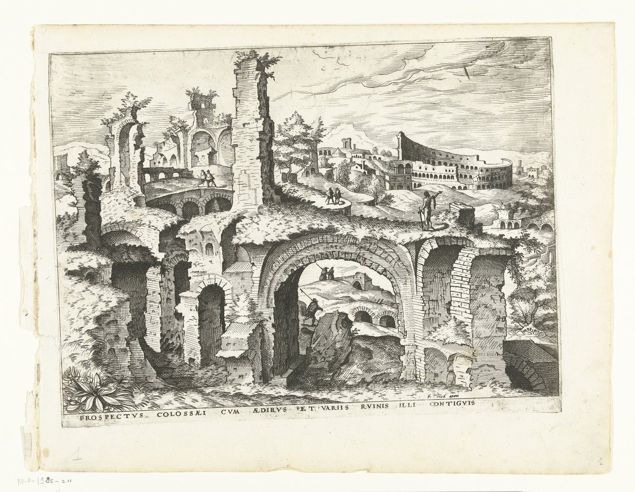コロッセオの眺め ローマ時代の遺跡、1561年（シリーズタイトル） 作： リュカス・ファン・ドテカムのヨハネス（帰属）