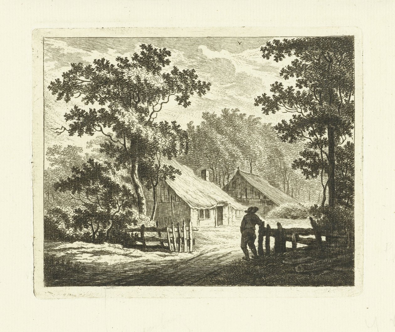 農場のある風景とフェンスのある庭 作： Johannes van Cuylenburgh