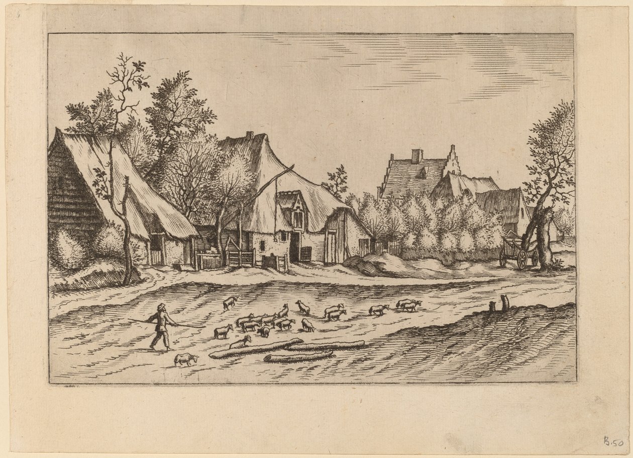 村の農場 作： Johannes van Doetechum、長老とルーカス