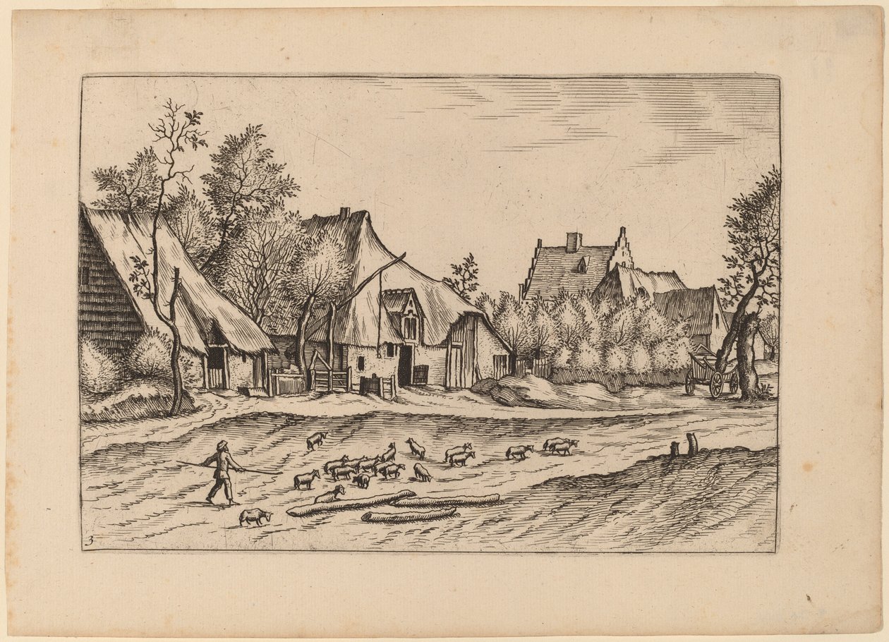 村の農場 作： Johannes van Doetechum、長老とルーカス