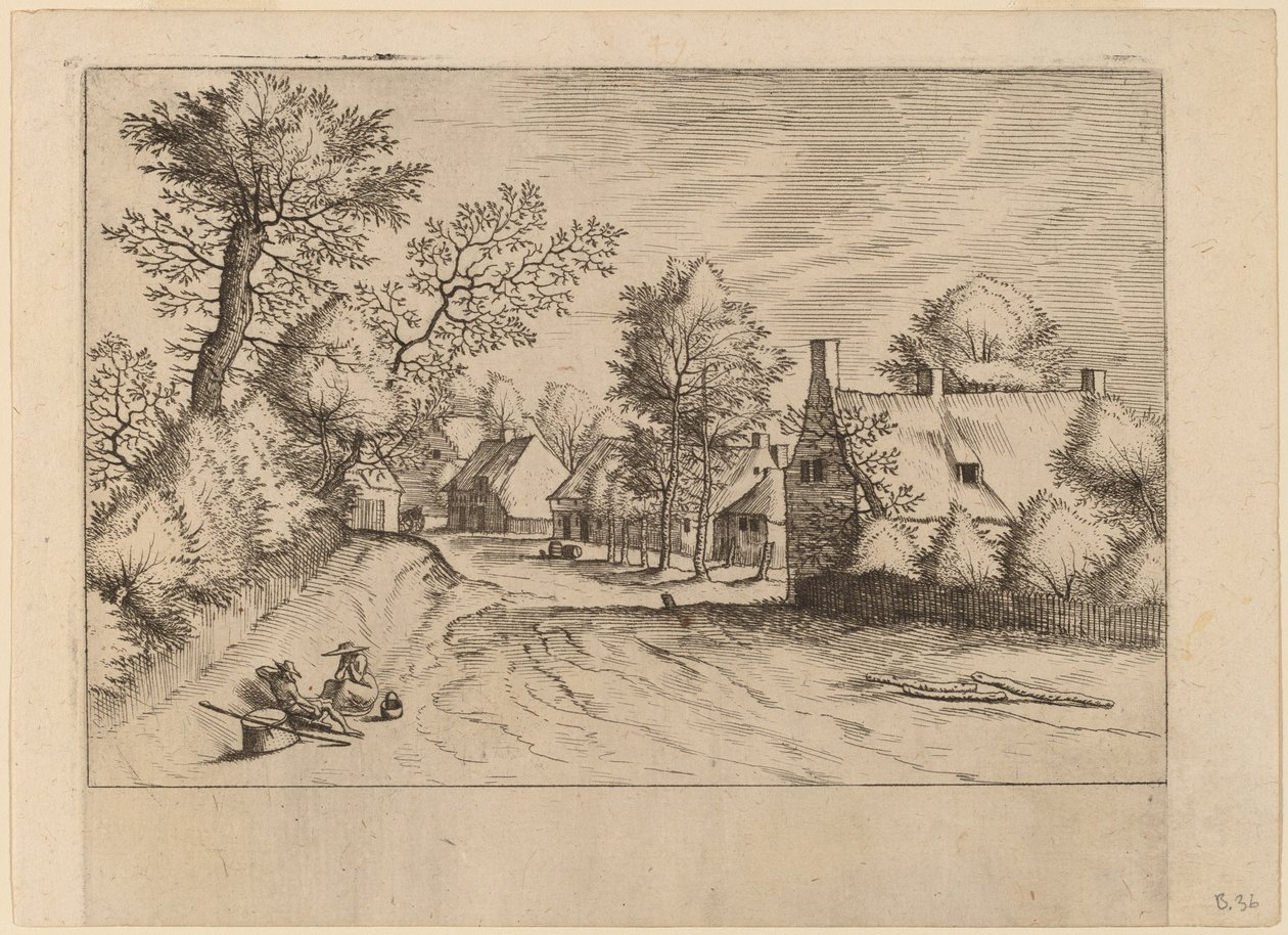 村の道 作： Johannes van Doetechum、長老とルーカス