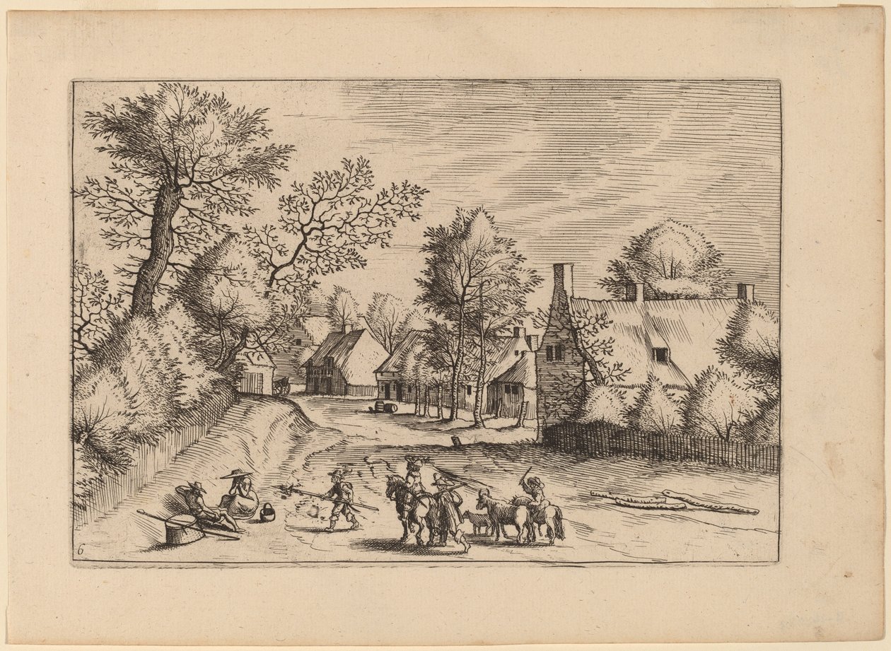 村の道 作： Johannes van Doetechum、長老とルーカス