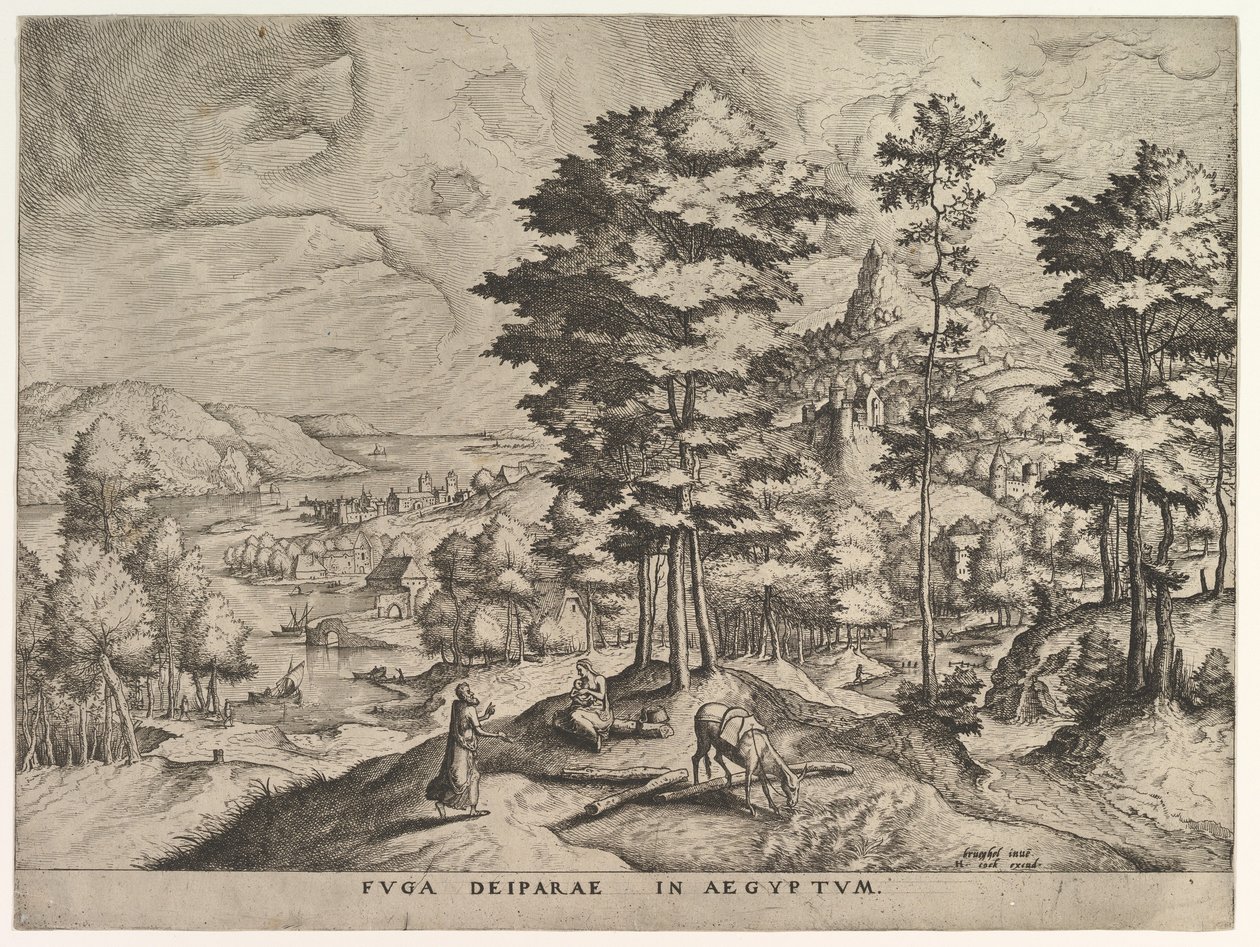 エジプトへの飛翔 「大いなる風景」より エギプトゥムのフーガ・デイパラエ 1555-56年頃 作： Johannes van Doetecum I