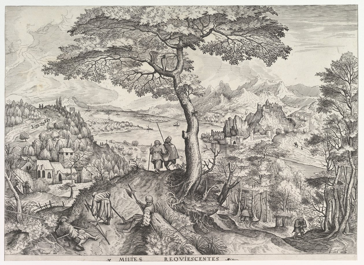 休息する兵士たち 「大いなる風景」より 鎮魂の兵隊たち 1555-56年頃 作： Johannes van Doetecum I