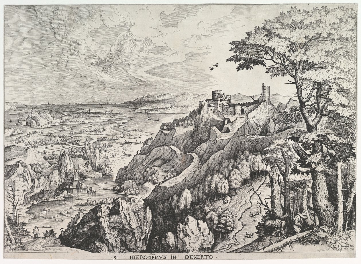 荒野の聖ジェローム 「大いなる風景」より 「荒れ狂うヒエロニムス」 1555-56年頃 作： Johannes van Doetecum I