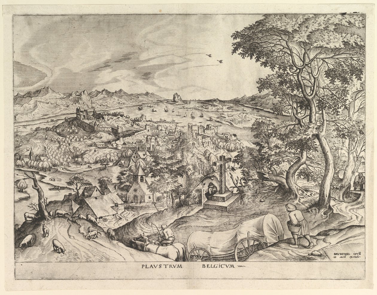 ベルギーの馬車 Plaustrum Belgicum（『大いなる風景』より） 1555-56年頃 作： Johannes van Doetecum I