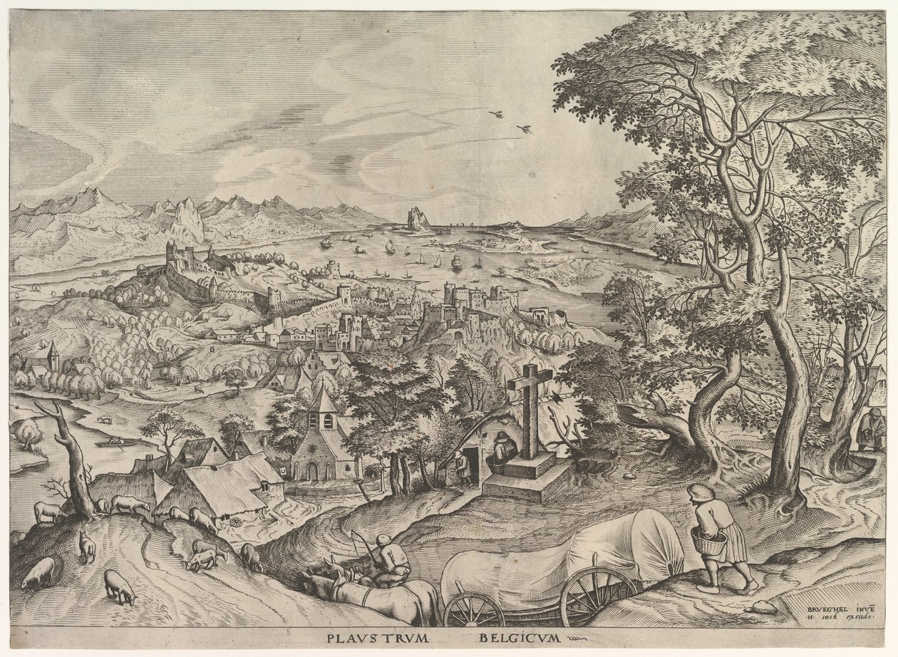 ベルギーの馬車 Plaustrum Belgicum（『大いなる風景』より） 1555-56年頃 作： Johannes van Doetecum I