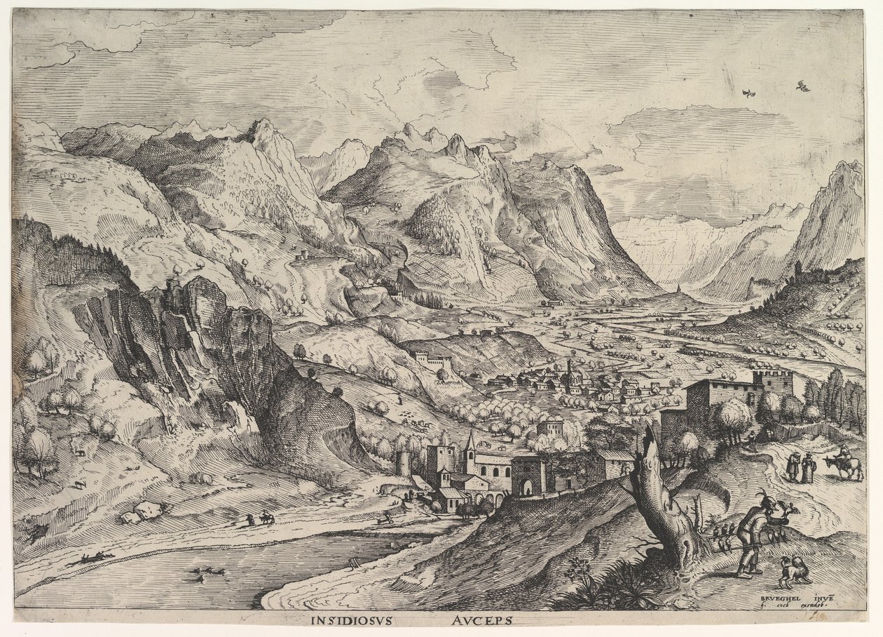 大いなる風景』より「狡猾な鳥捕り」Insidiosus auceps 1555-56年頃。 作： Johannes van Doetecum I