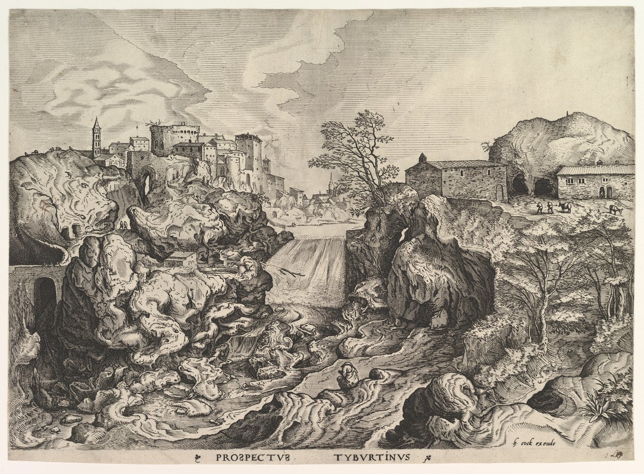 The Large Landscapes からの Tiber Tivoli Prospectus Tyburtinus の眺め。 1555-56。 作： Johannes van Doetecum I