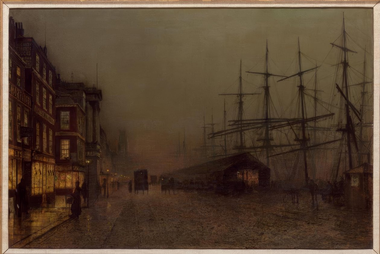 グラスゴー、クライドサイド- JAGrimshawによる絵画、1887 作： ジョン・アトキンソン・グリムショー