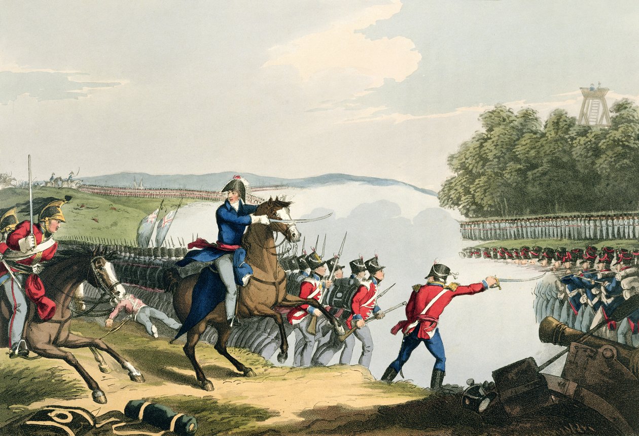 「歴史的、軍事的、海軍の逸話」、パブからマシューDubourg（fl.1813-20）によって刻まれたウェリントン公爵によって決定されたウォータールーの戦いエドワード・オーム（1774-c.1820）1815（アクアチント） 作： ジョン・オーガスタス・アトキンソン