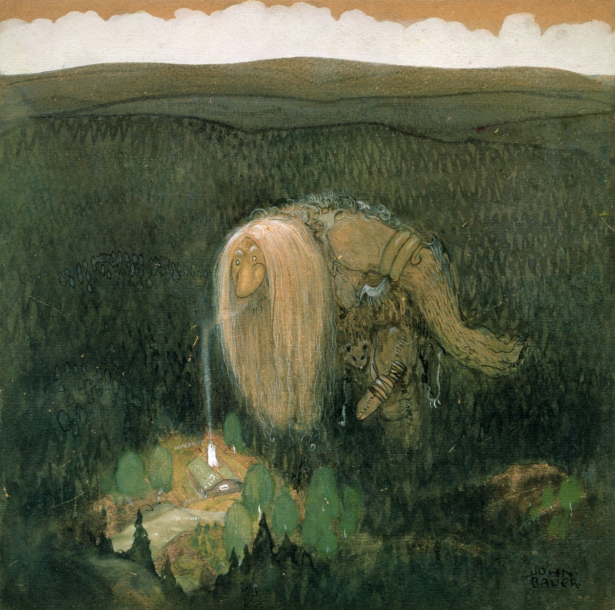 森のトロール、1913年頃 作： ジョンファーマー