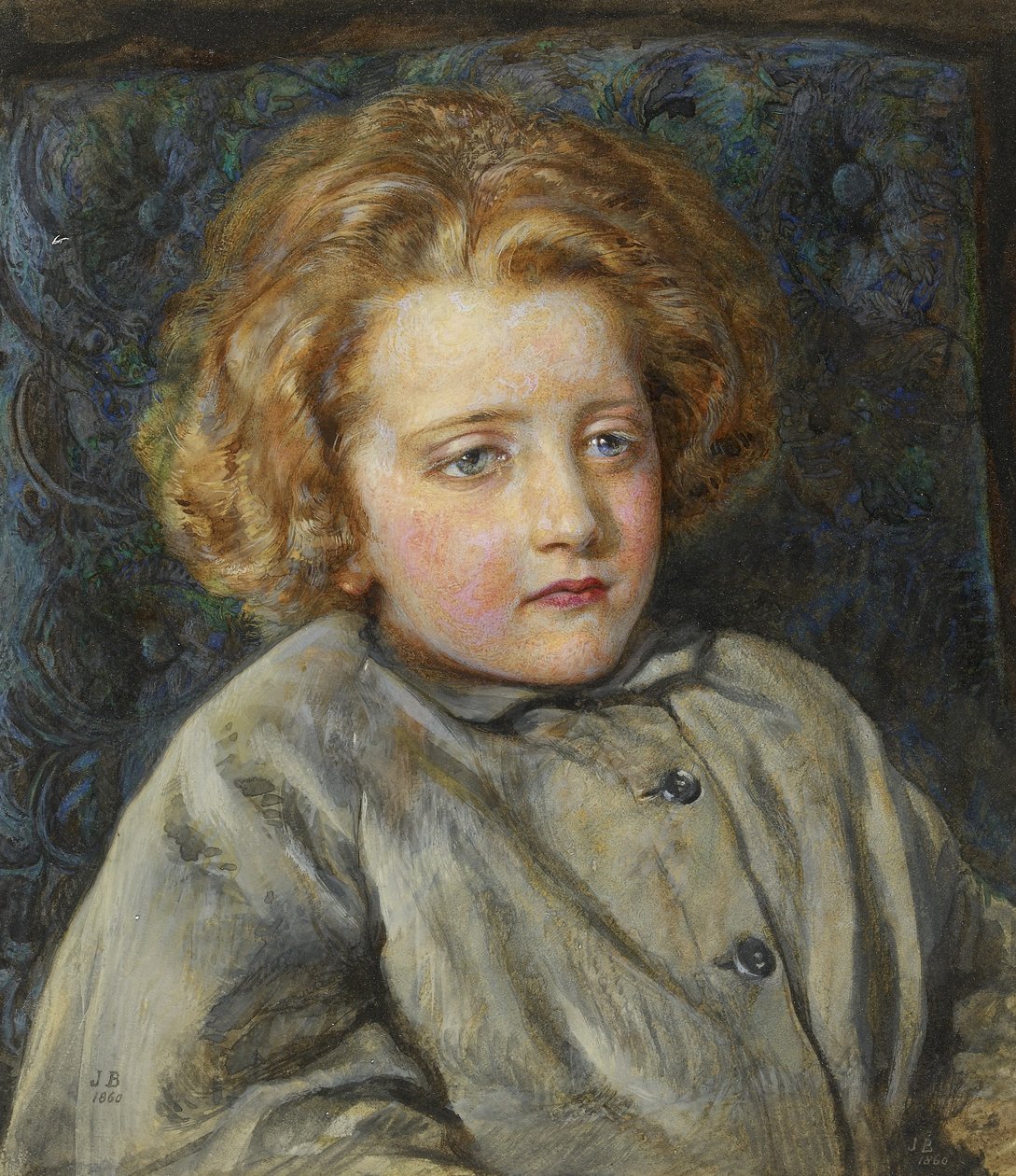 子供の頃のローラテレサエップス（レディアルマタデマ）の肖像、1860年（紙に水彩） 作： ジョン・ブレット