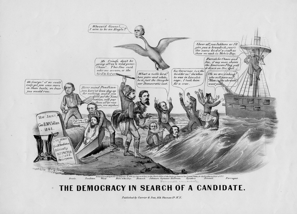 候補者を探す民主主義、1868年にニューヨークのキュリエウントアイヴスから出版 作： ジョン・キャメロン