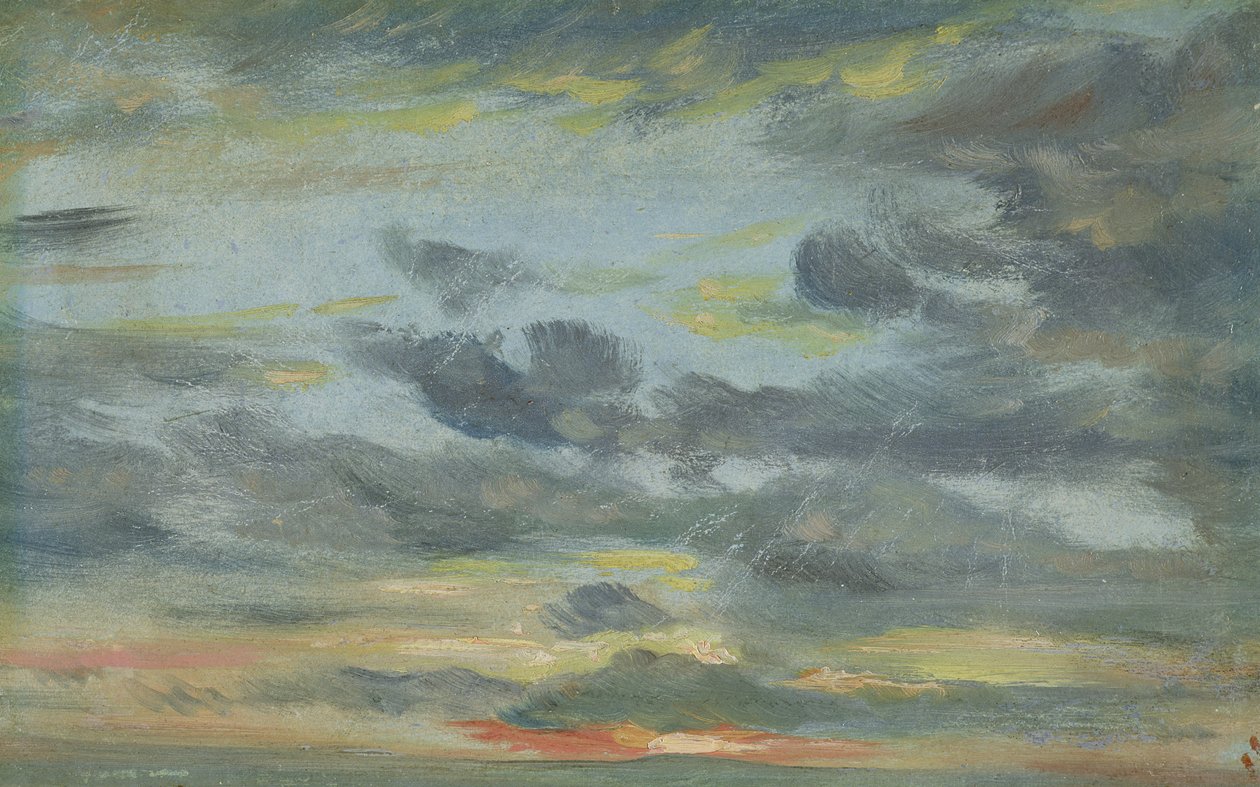 空の研究、日没、1821-22（紙に油彩） 作： ジョン・コンスタブル