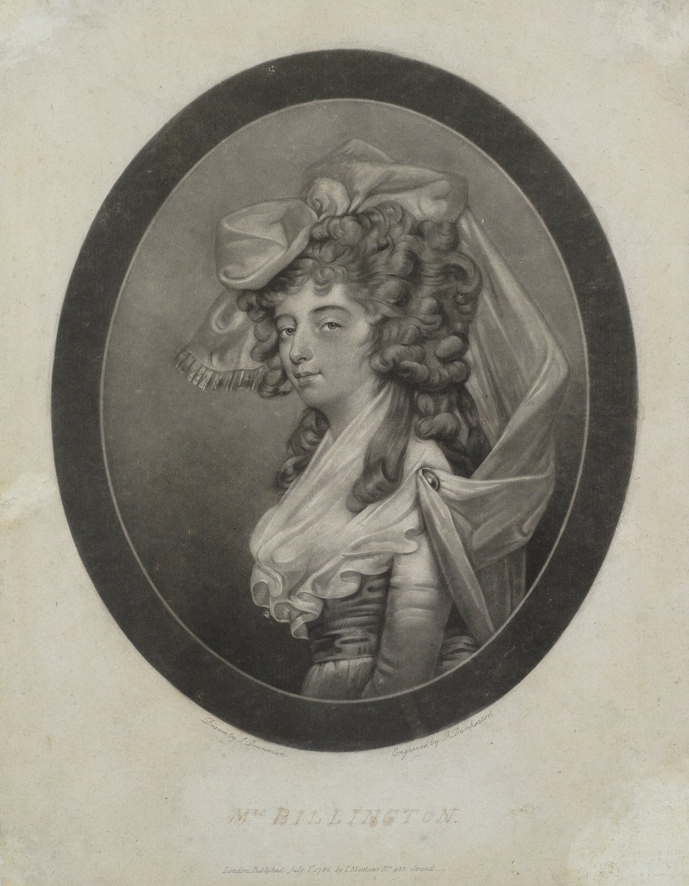 ロバートダンカートン（1744-c.1811）、1786年（メゾチント）によって刻まれたビリントン夫人 作： ジョン・ダウンマン