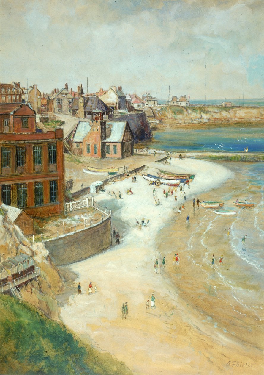 Cullercoats、ノーサンバーランド、1910年（カードにオイル、鉛筆、トイレ） 作： ジョン・ファルコナー・スレーター