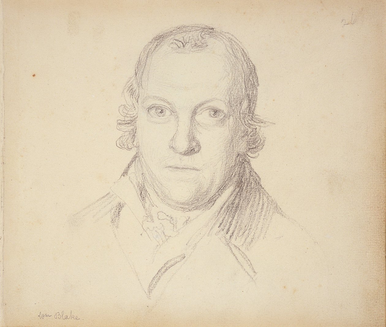 鉛筆の肖像画の本からのウィリアムブレイク（1757-1827）の肖像、1801年頃 作： ジョン・フラックスマン