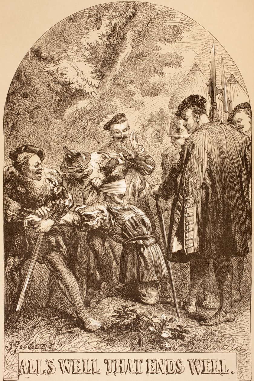 &39;The Illustrated Library Shakespeare&39;（ロンドン1890年発行）の「終わりよければすべてよし」のイラスト 作： ジョン・ギルバート