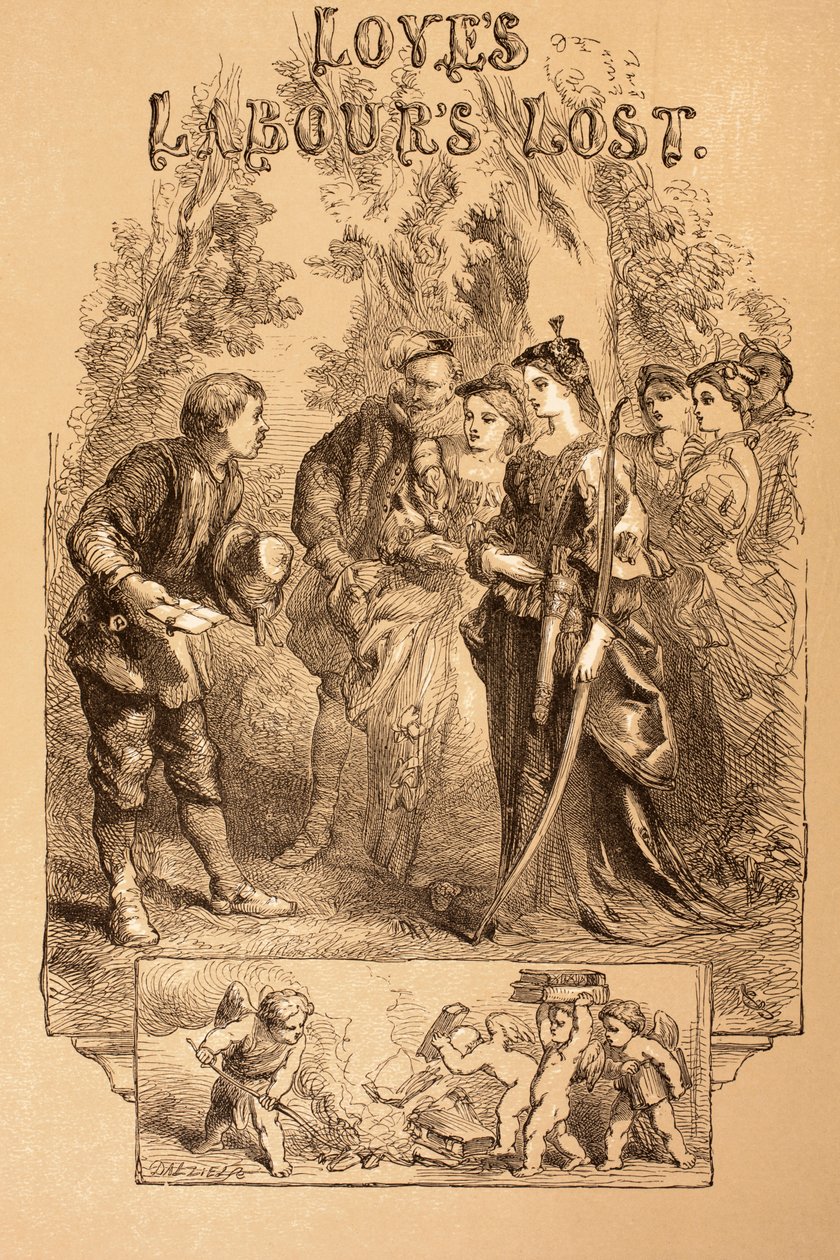 「イラストレイテッド・ライブラリー・シェイクスピア」からの愛の労働の喪失のイラスト、ロンドン1890年発行 作： ジョン・ギルバート