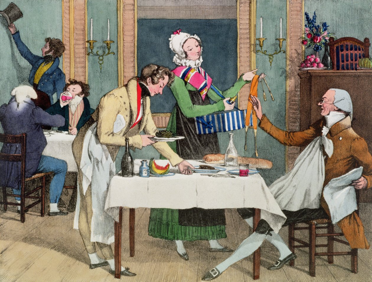 ルレストラン、パブ。ロッドウェルとマーティン、1820年 作： ジョン・ジェームス・シャロン
