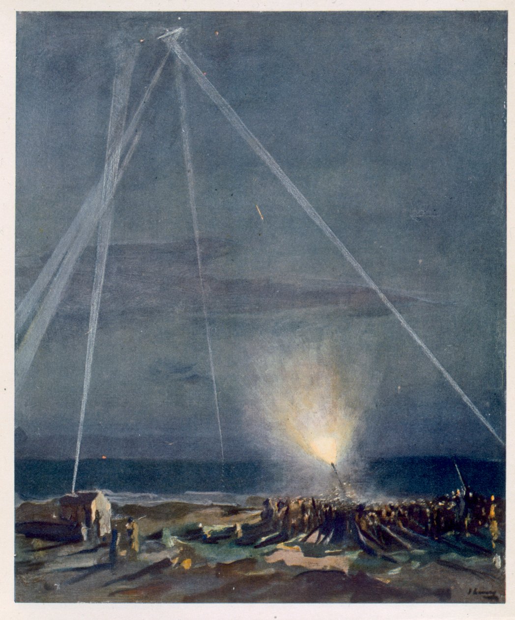 海岸の防衛、前線のイギリス人アーティスト、西部戦線の継続、1918年 作： ジョン・レイバリー
