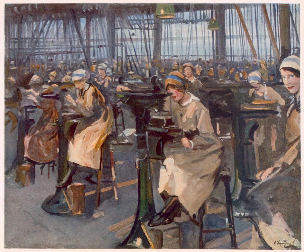 1918年の西部戦線の続き、フロントでのブリティッシュアーティストの工場、ニューカッスルで働く女性 作： ジョン・レイバリー