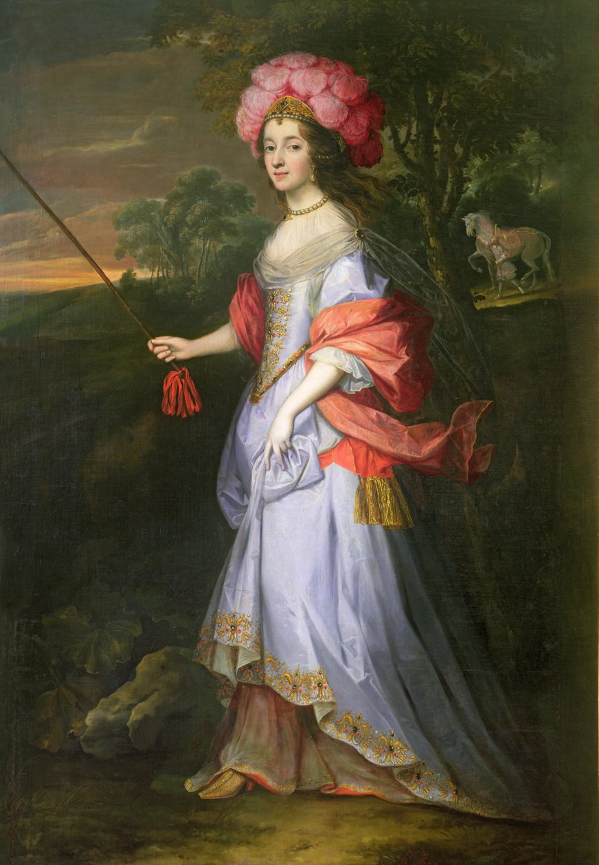 仮面舞踏会の衣装の女性、1679年 作： ジョンマイケルライト