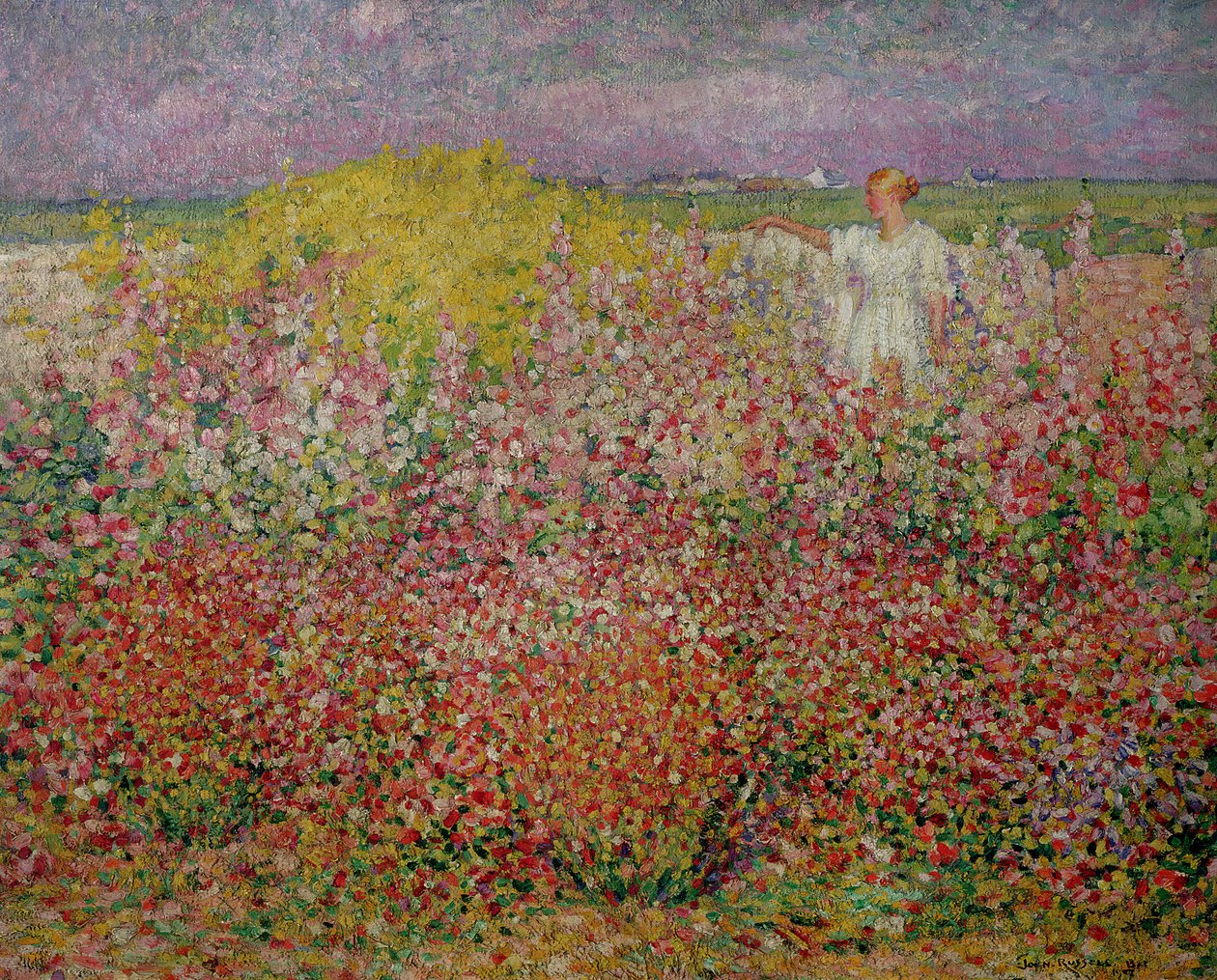 ベルアイルの花に囲まれたラッセル夫人、1927年 作： ジョン・ラッセル