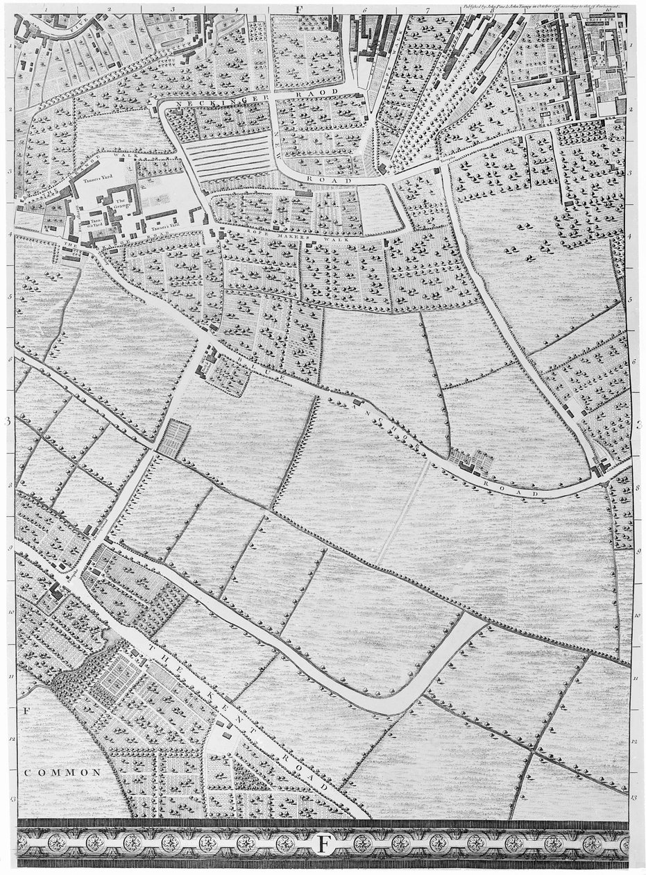 バーモンドジーの地図、ロンドン、1746 作： ジョン・ロック