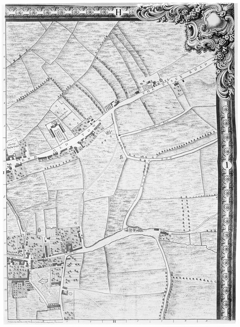 マイルエンドとステップニーグリーンの地図、ロンドン、1746 作： ジョン・ロック