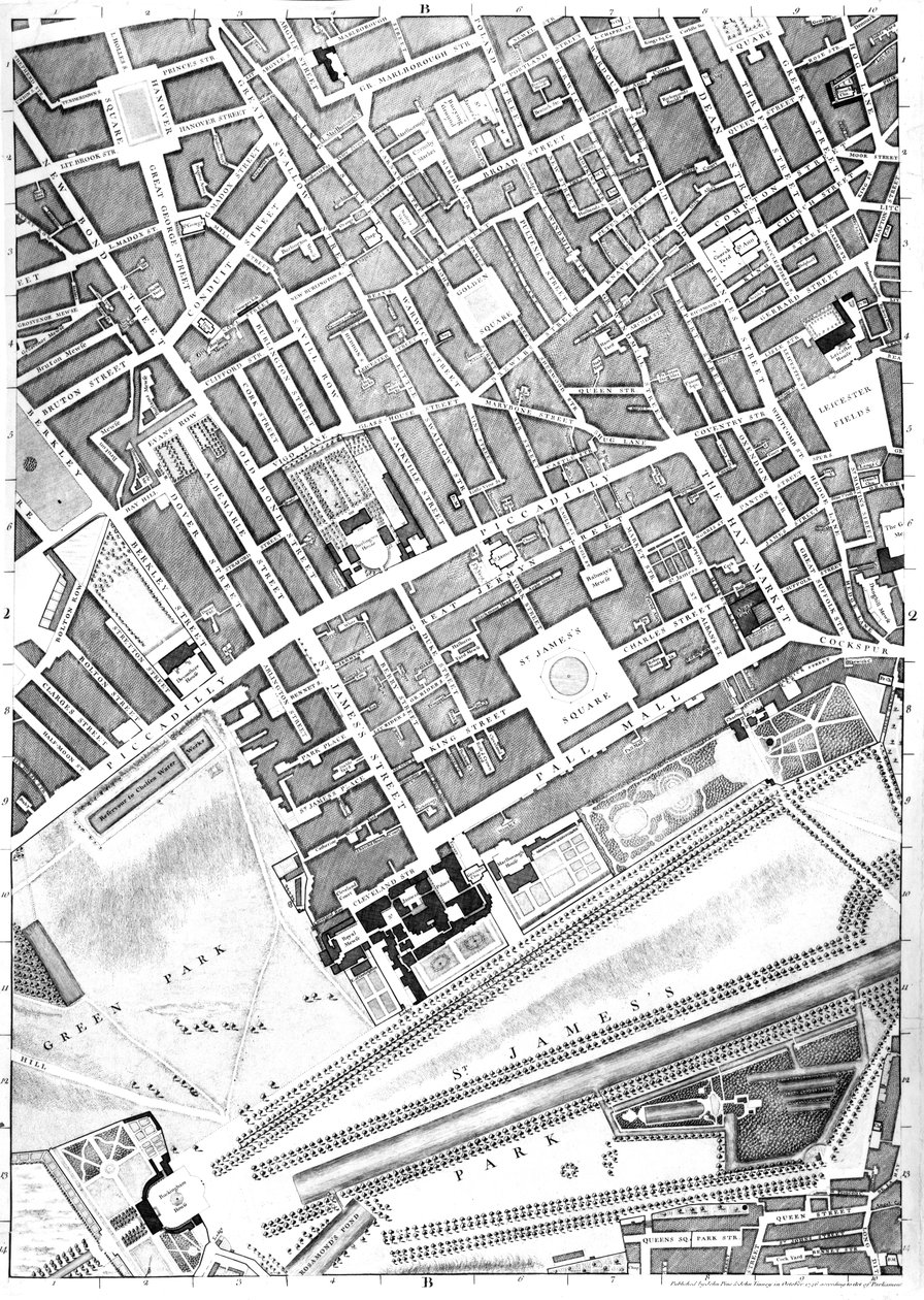 セントジェームズの地図、ロンドン、1746 作： ジョン・ロック