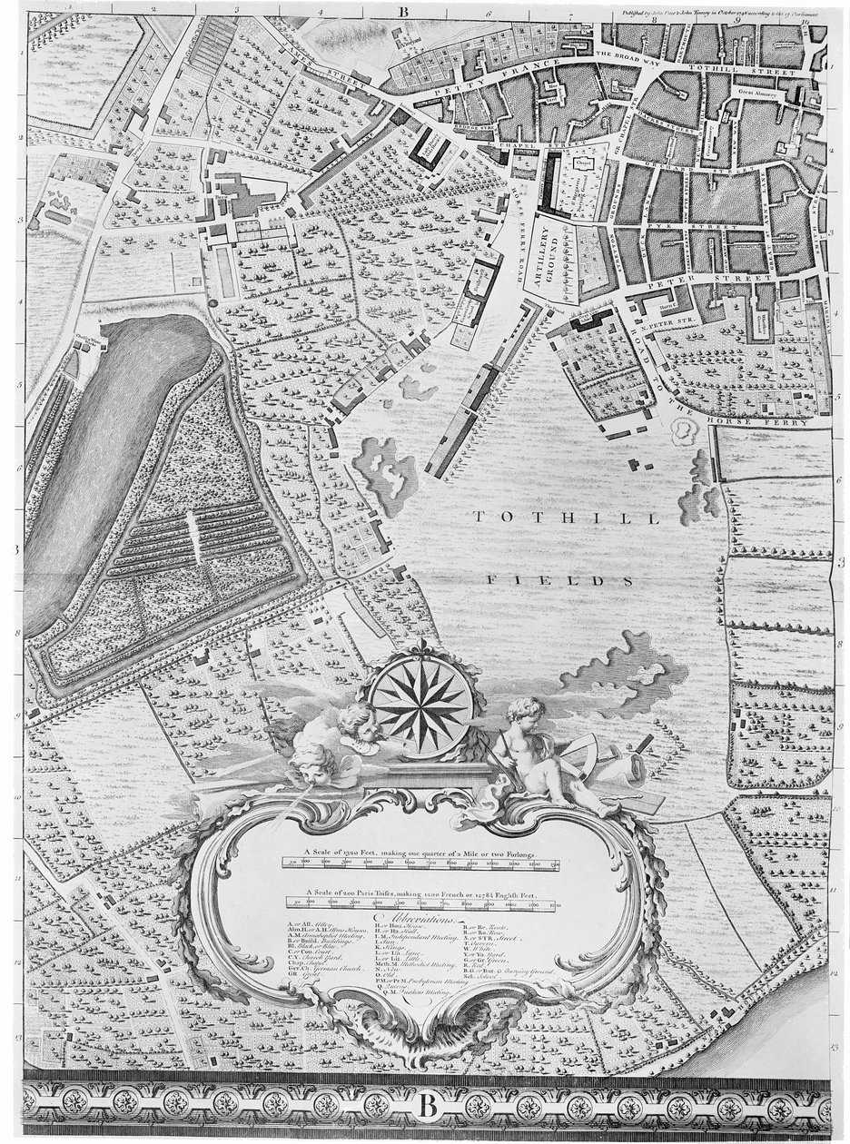 トシルフィールズの地図、ロンドン、1746 作： ジョン・ロック