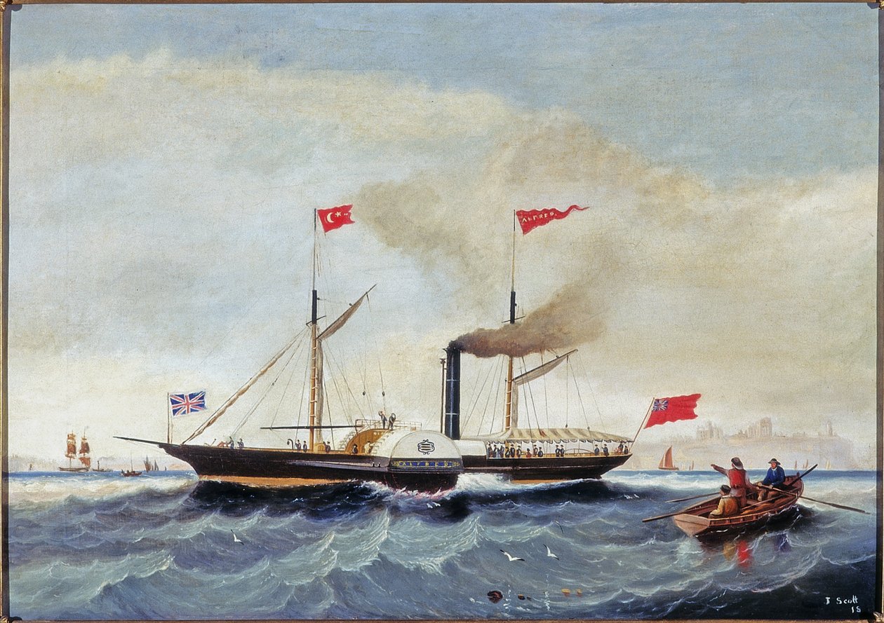 1856年頃、タインマス沖の蒸気タグ「アルフレッド」 作： ジョン・スコット