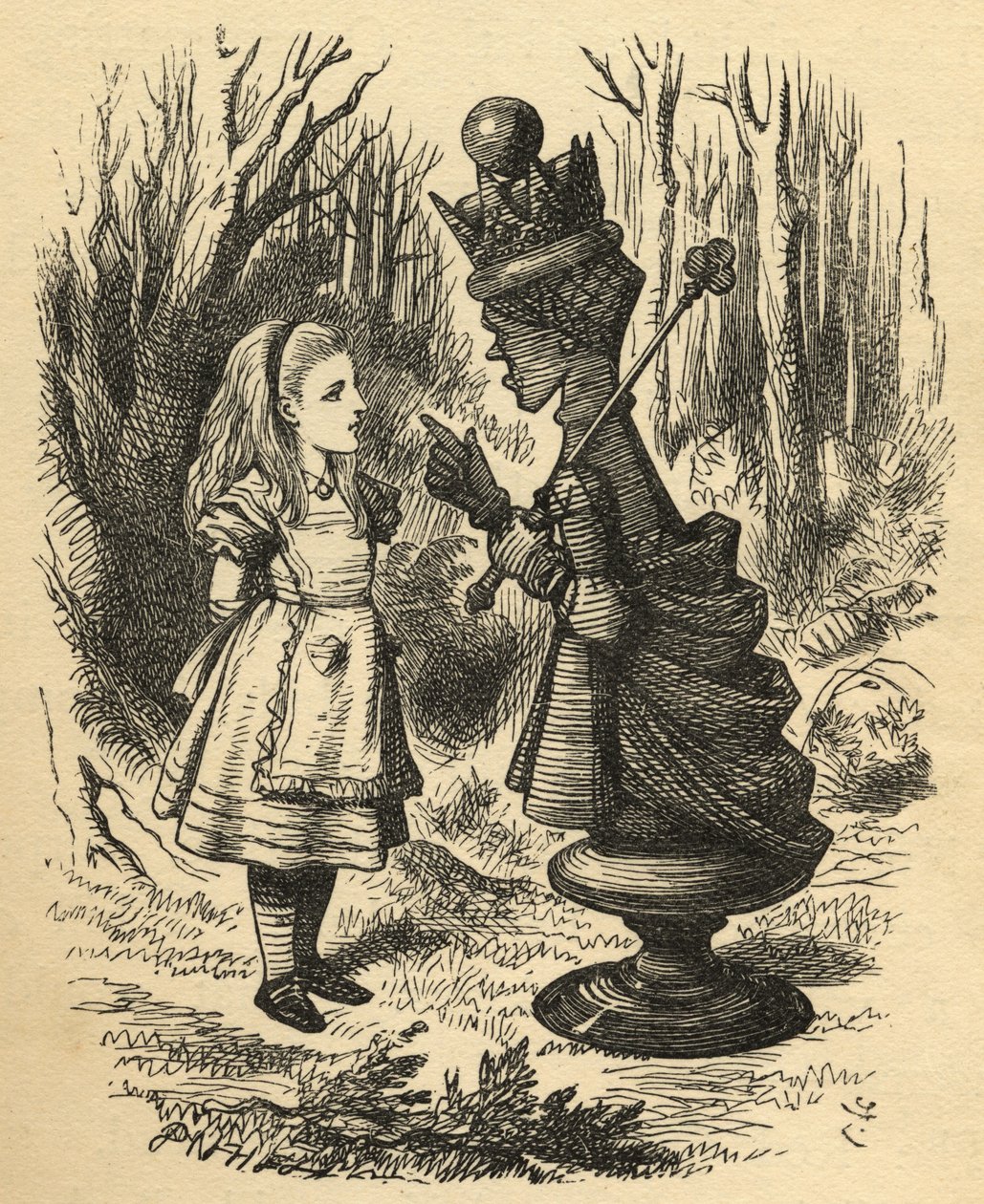 アリスと赤い女王、ルイスキャロルの「鏡を通して」（1832-98）のイラストは1871年に最初に公開されました 作： ジョン・テニエル