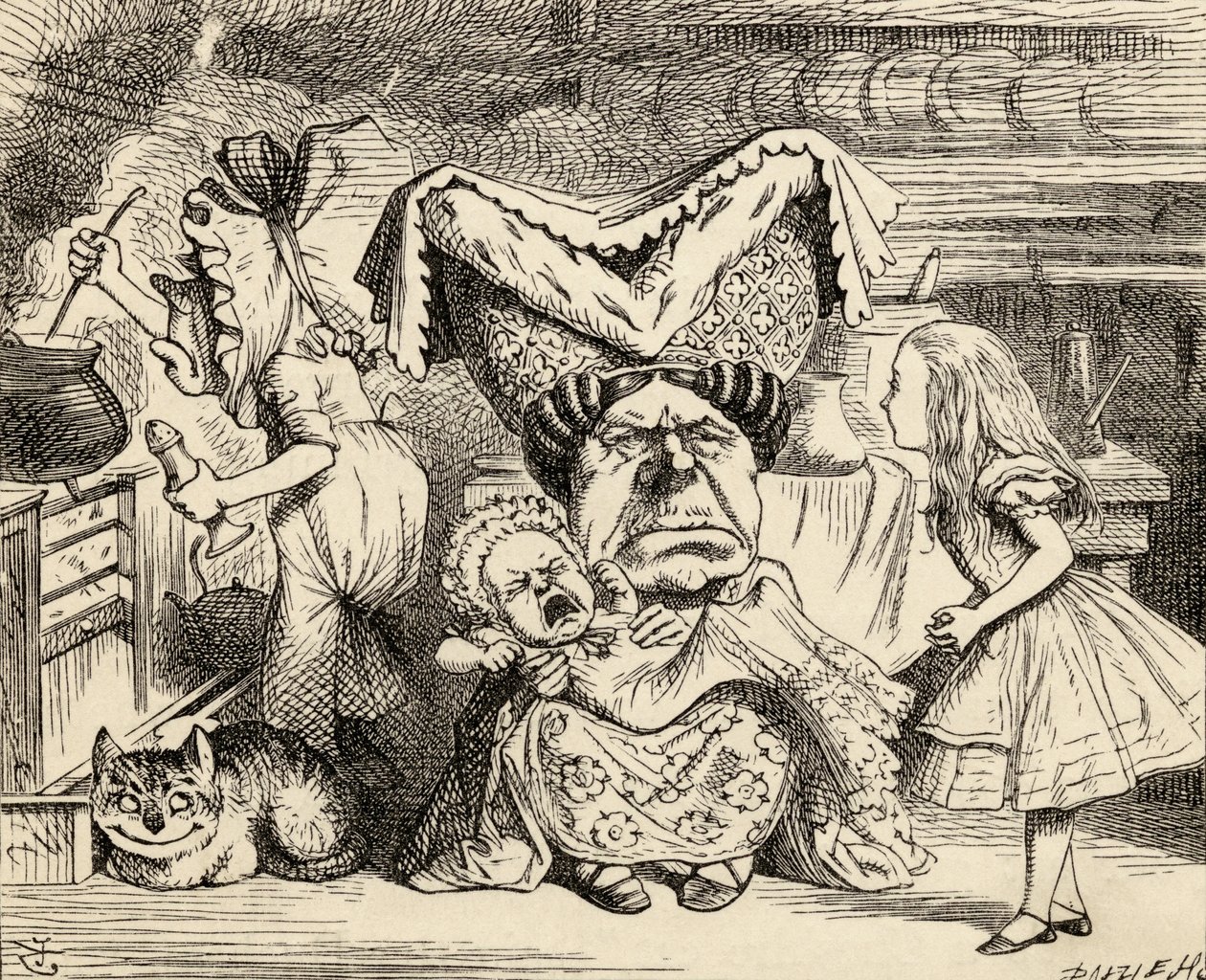 ルイスキャロルによる「不思議の国のアリス」からの家族との公爵夫人の出版、1891年 作： ジョン・テニエル