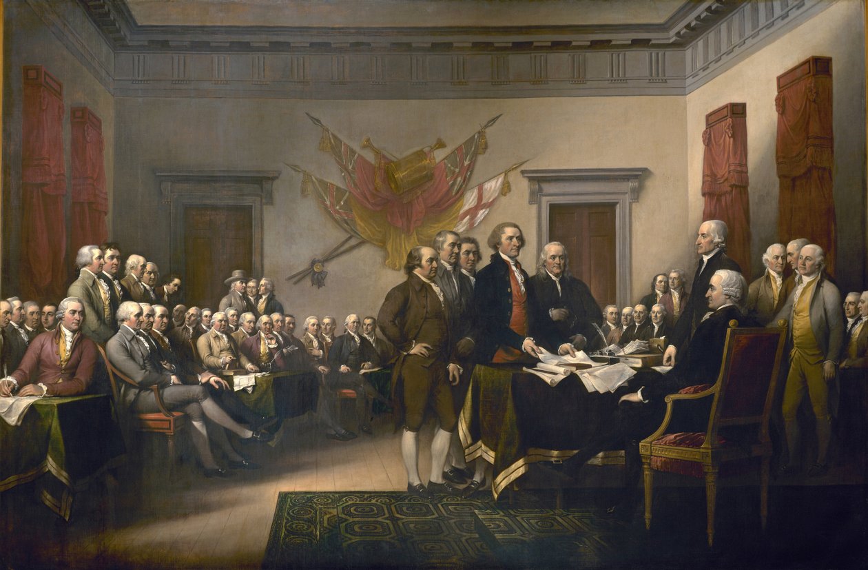 1776年7月4日、独立宣言に署名 作： ジョン・トランブル